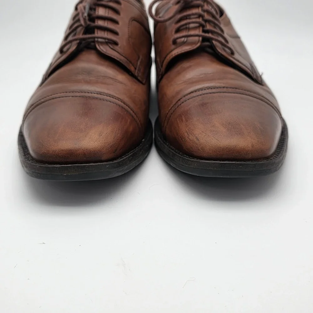 Johnston‎ & Murphy Derby Shoes Mens 8.5 Brown Leather Cap Toe Oxford Timeless
